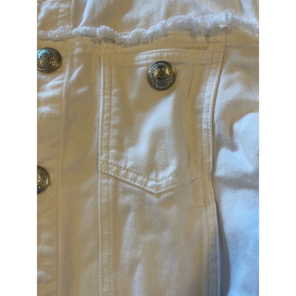 NWT: Zadig & Voltaire Kaely Destroy Denim Jacket in White Size L - Picture 10 of 15